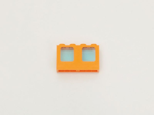 LEGO レゴ パーツ ウィンドウ フレーム 1 x 4 x 2 61345 オレンジ ウィンドウ ガラス 1 x 2 x 2トランスライトブルー付き